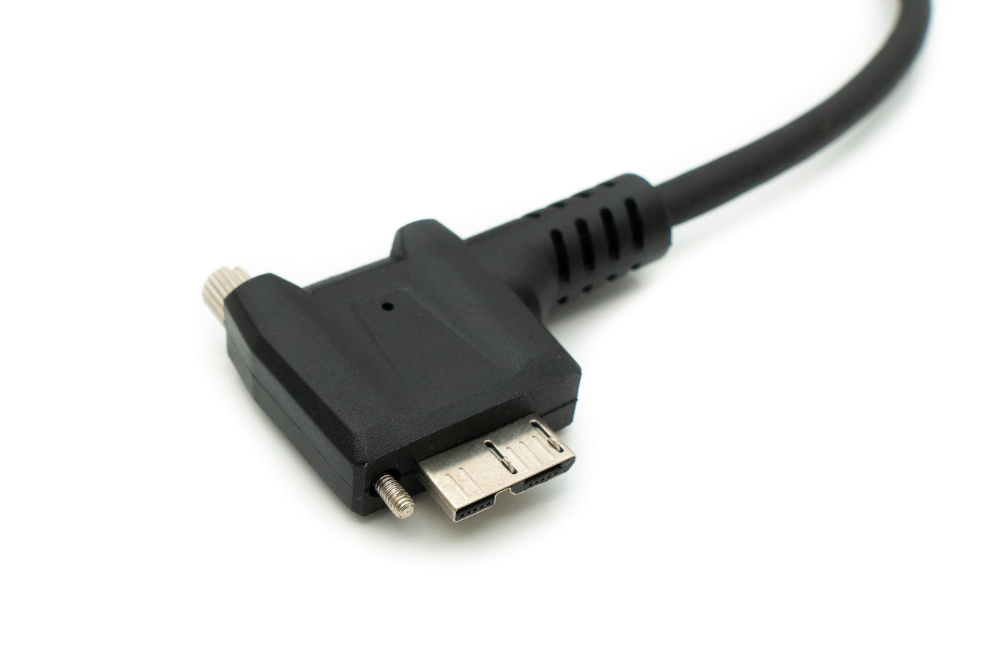 SYSTEM-S USB 3.0 snúra 30 cm Micro B tengi í Type A tengi með skrúfuhorni í svörtu