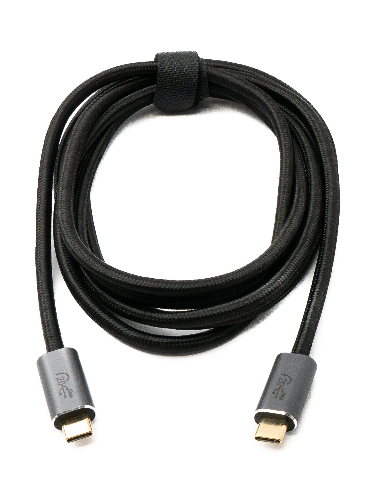 SYSTEM-S USB 3.2 Gen 2 snúra 200 cm Tegund C karlkyns í karlkyns fléttuð svart