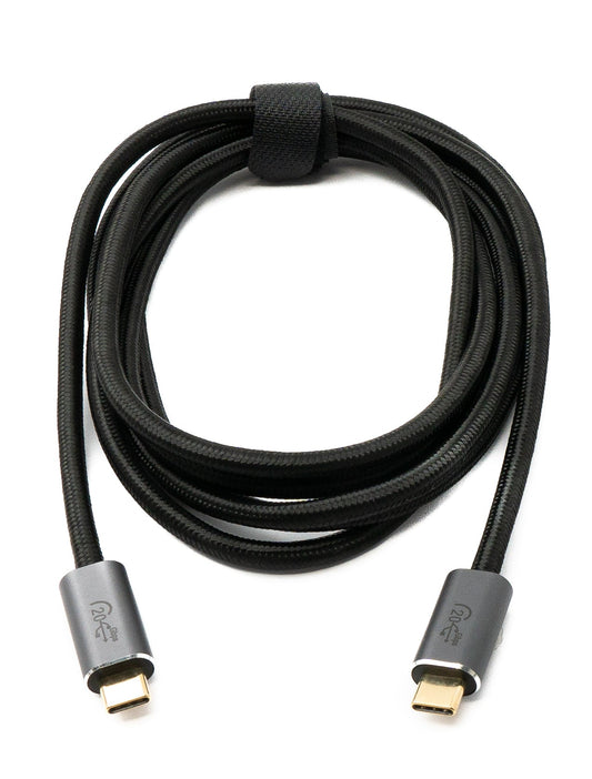 SYSTEM-S USB 3.2 Gen 2 snúra 200 cm Tegund C karlkyns í karlkyns fléttuð svart