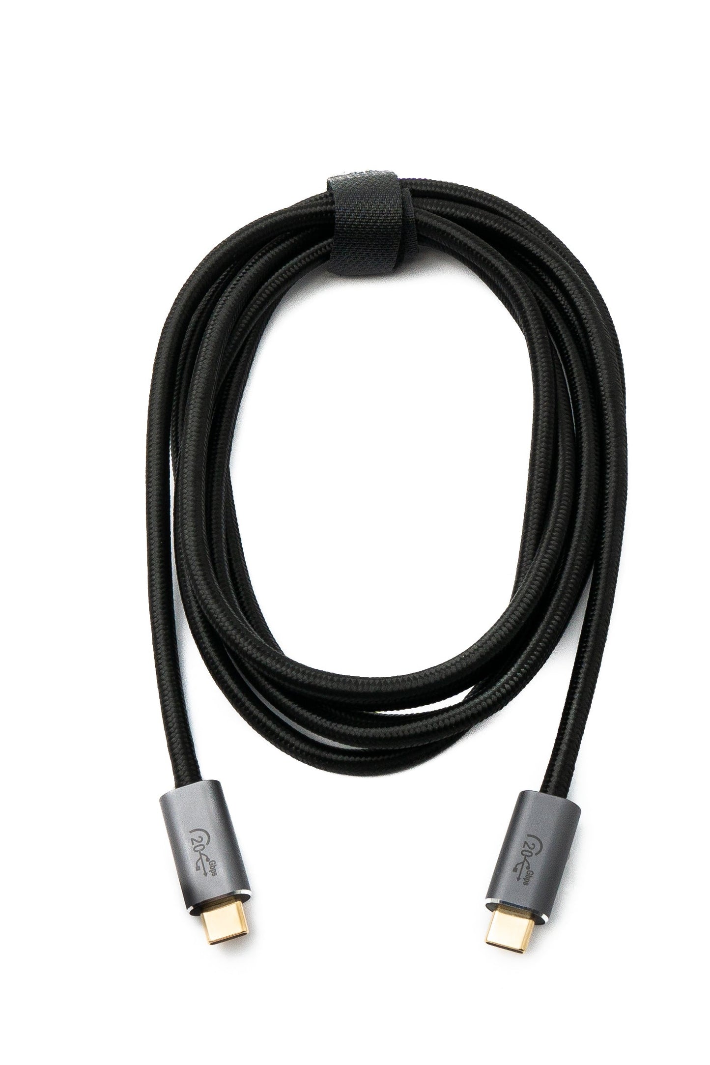 SYSTEM-S USB 3.2 Gen 2 snúra 200 cm Tegund C karlkyns í karlkyns fléttuð svart