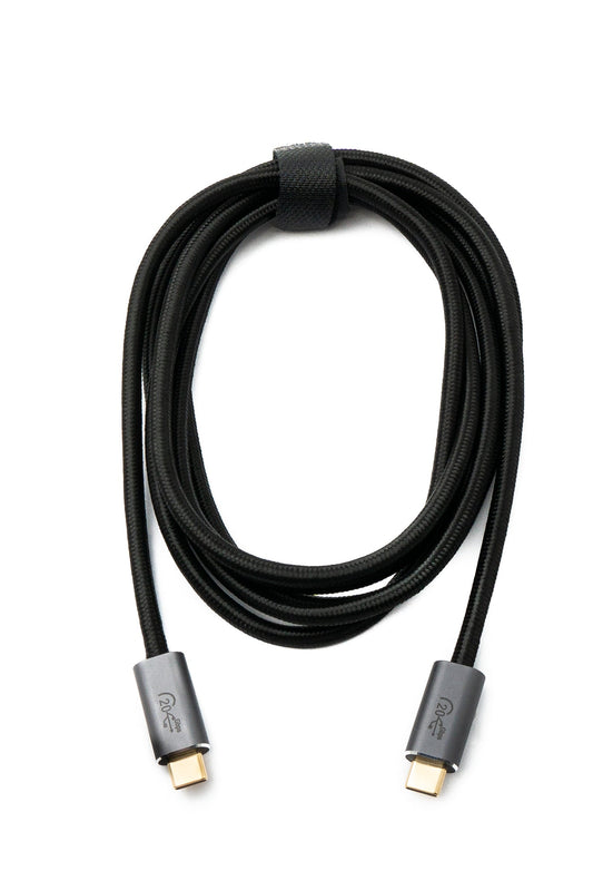 SYSTEM-S USB 3.2 Gen 2 snúra 200 cm Tegund C karlkyns í karlkyns fléttuð svart
