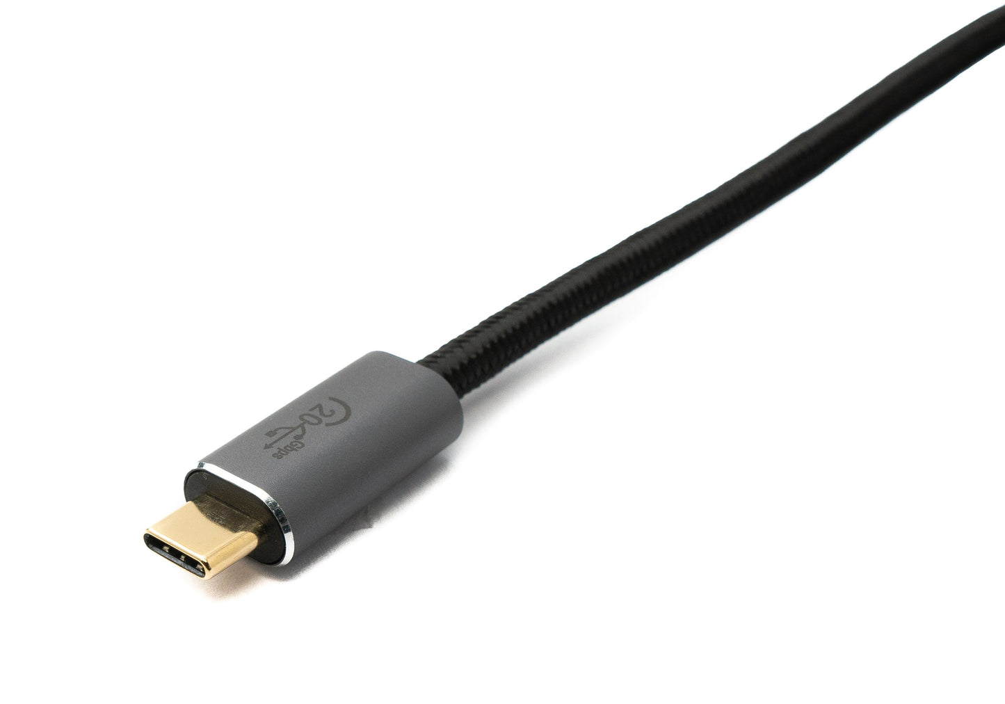 SYSTEM-S USB 3.2 Gen 2 snúra 200 cm Tegund C karlkyns í karlkyns fléttuð svart