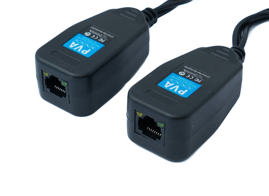SYSTEM-S 2x CCTV snúra 10 cm RJ45 tengi í BNC RCA DC myndbands- og hljóðstraumbreytir svartur