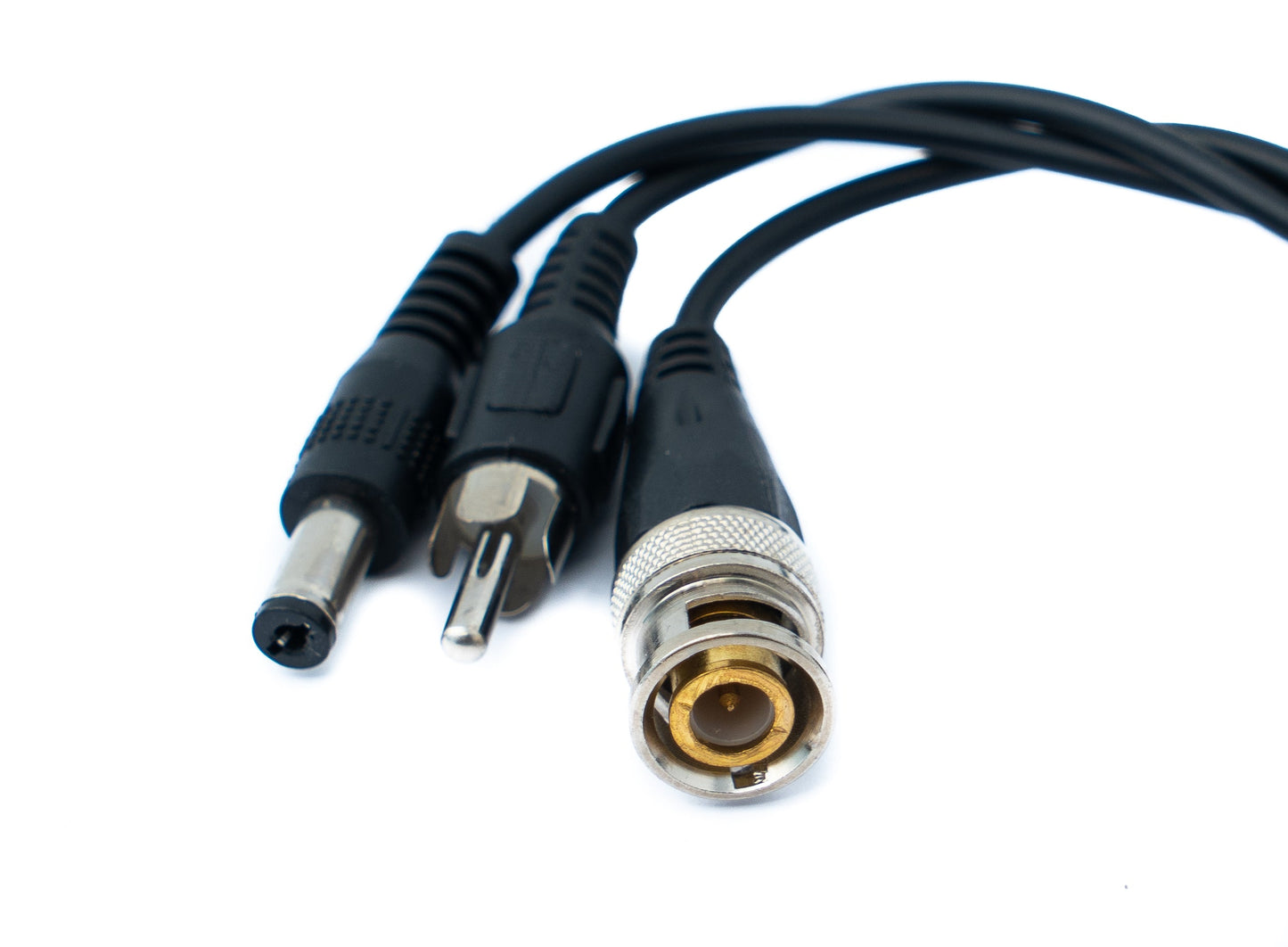 SYSTEM-S 2x CCTV snúra 10 cm RJ45 tengi í BNC RCA DC myndbands- og hljóðstraumbreytir svartur