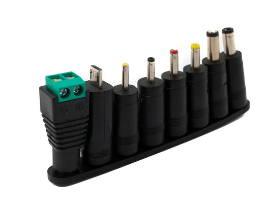 SYSTEM-S DC adapter set of 8 DC 20V 5.5 x 2.1 mm to further DC LED socket cable black