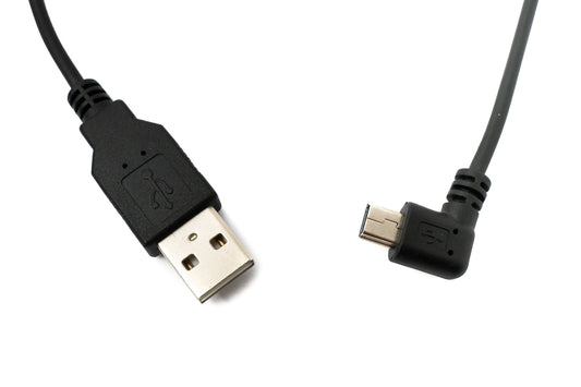 SYSTEM-S USB 2.0 cable 120 cm Type A male to Mini B male spiral angle in black
