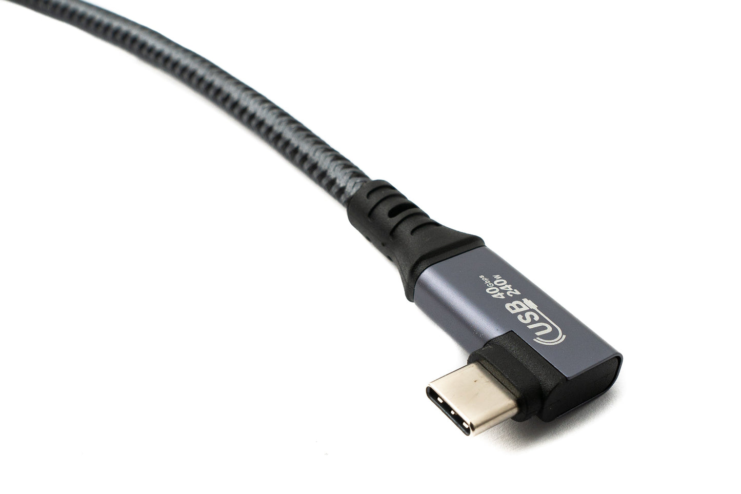 SYSTEM-S USB4 USB 100 cm snúra Tegund C karlkyns í kvenkyns vinklaður fléttaður 40 Gbit/s 240 W USB 4.0 snúra