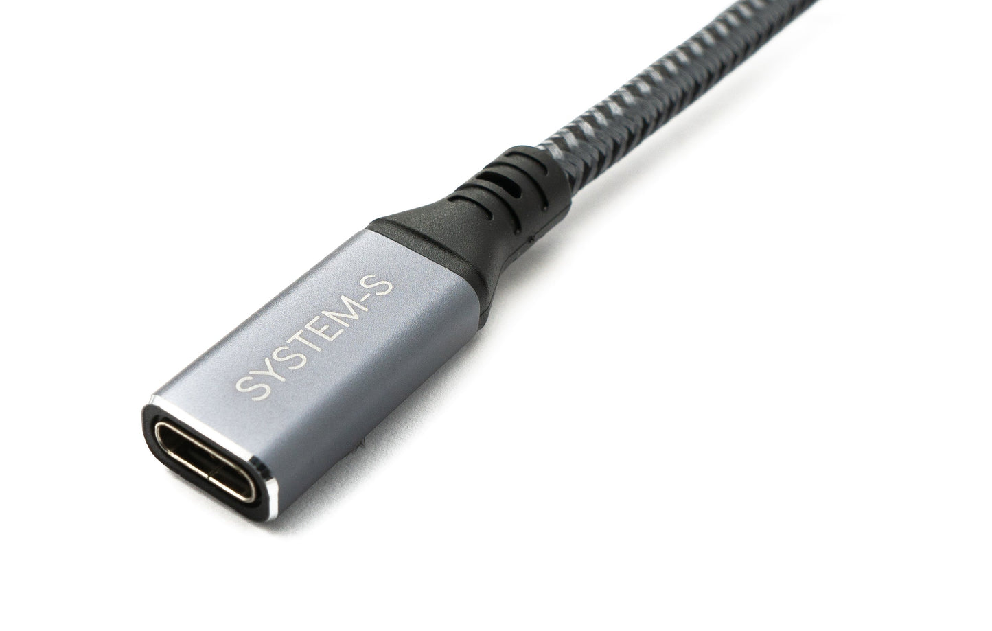 SYSTEM-S USB4 USB 100 cm snúra Tegund C karlkyns í kvenkyns vinklaður fléttaður 40 Gbit/s 240 W USB 4.0 snúra