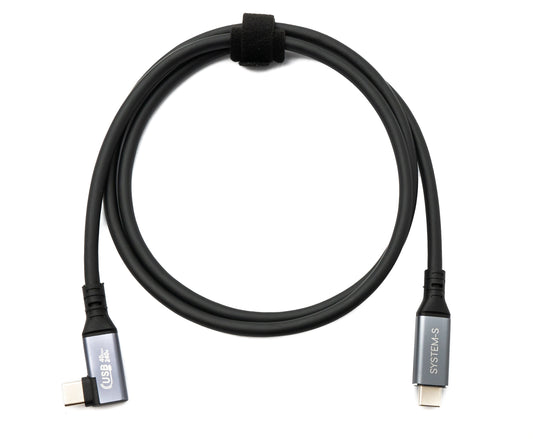 SYSTEM-S USB4 USB 100 cm snúra Tegund C karlkyns í karlkyns vinklaður 40 Gbit/s 240 W USB 4.0 snúra