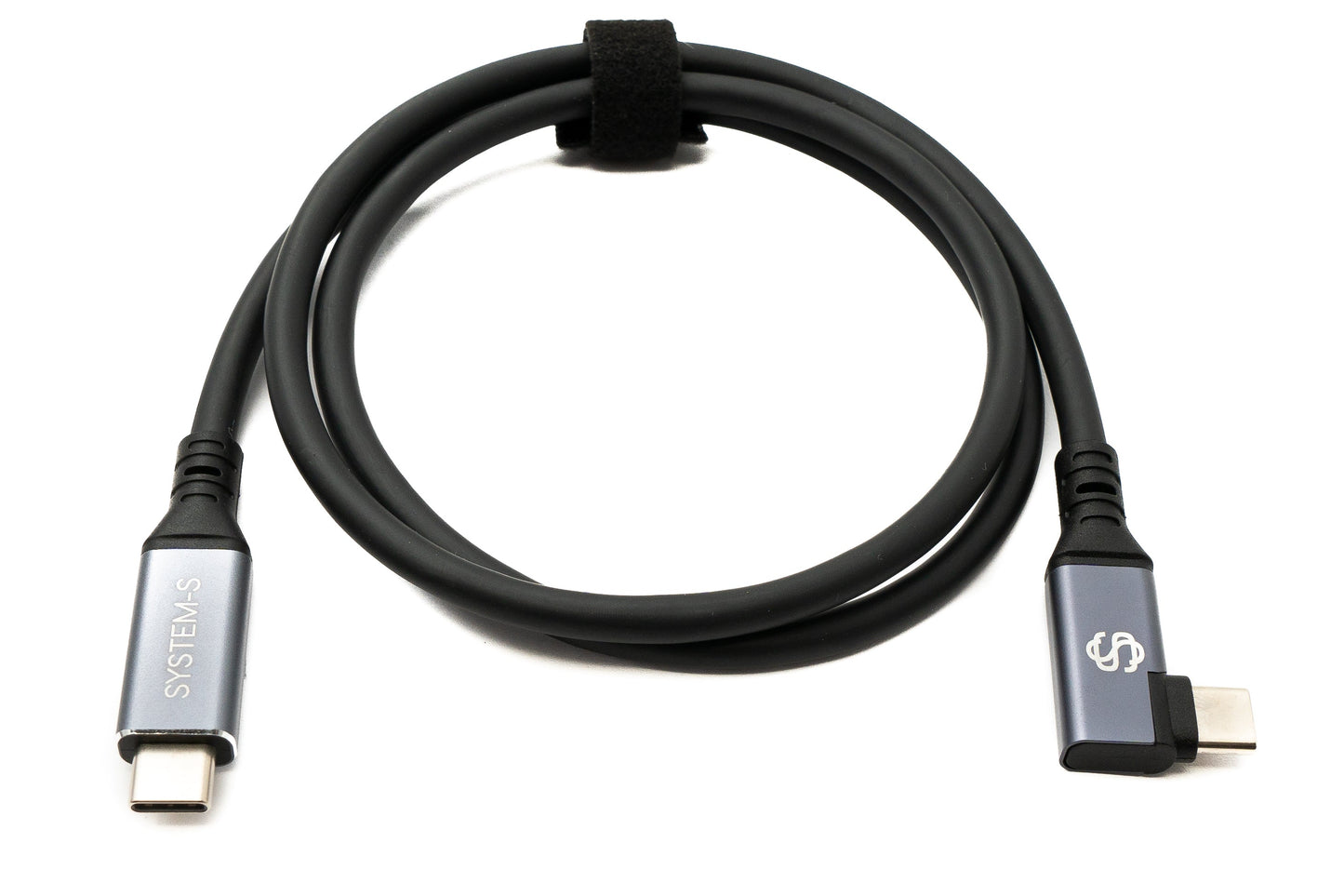 SYSTEM-S USB4 80 cm snúra Tegund C karlkyns í karlkyns vinklaður 40 Gbit/s 240 W USB 4.0 snúra
