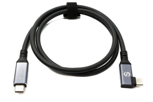 SYSTEM-S USB4 80 cm snúra Tegund C karlkyns í karlkyns vinklaður 40 Gbit/s 240 W USB 4.0 snúra