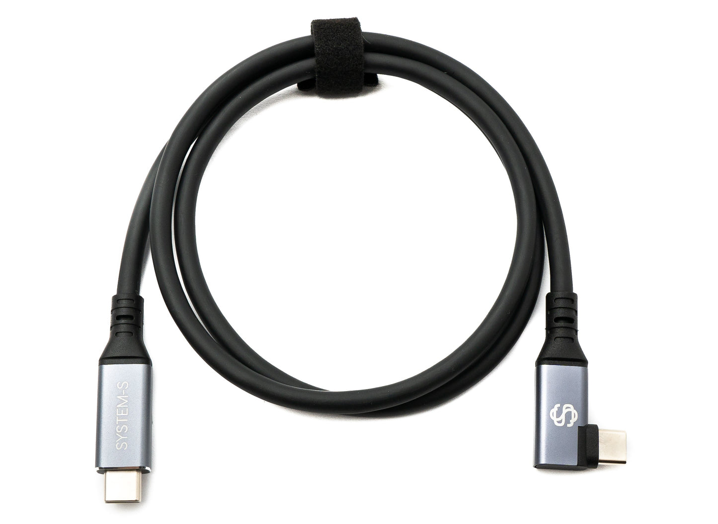 SYSTEM-S USB4 80 cm snúra Tegund C karlkyns í karlkyns vinklaður 40 Gbit/s 240 W USB 4.0 snúra