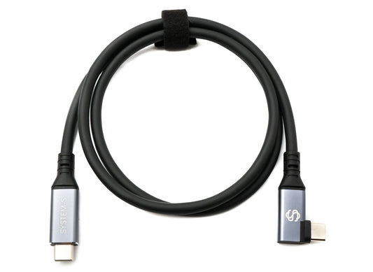 SYSTEM-S USB4 80 cm snúra Tegund C karlkyns í karlkyns vinklaður 40 Gbit/s 240 W USB 4.0 snúra