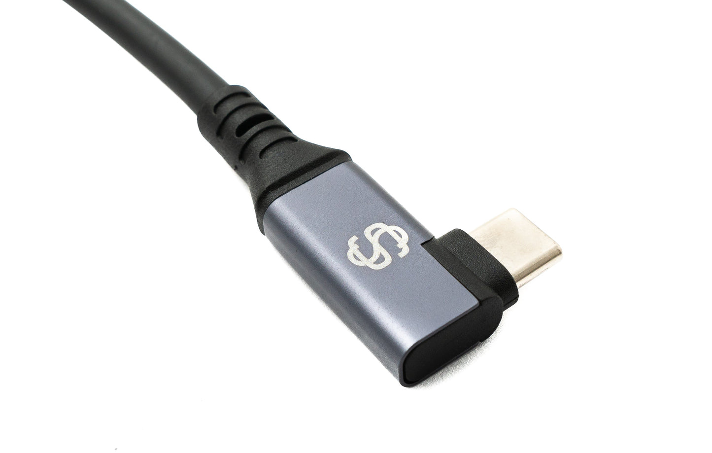 SYSTEM-S USB4 80 cm snúra Tegund C karlkyns í karlkyns vinklaður 40 Gbit/s 240 W USB 4.0 snúra