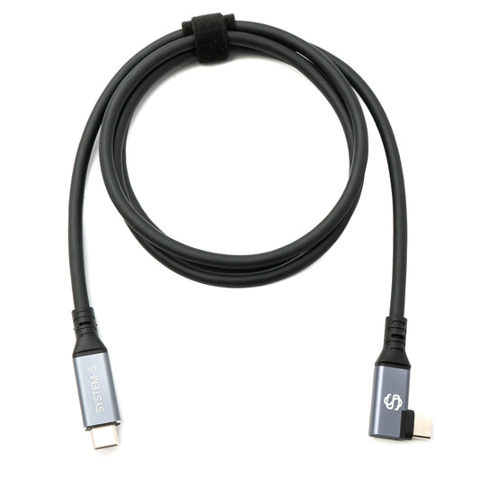 SYSTEM-S USB4 USB 120 cm snúra Tegund C karlkyns í karlkyns vinklaður 40 Gbit/s 240 W USB 4.0 snúra