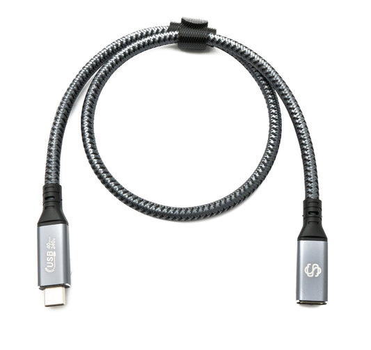 SYSTEM-S USB4 USB 50 cm snúra Tegund C karlkyns í kvenkyns fléttuð 40 Gbit/s 240 W USB 4.0 snúra