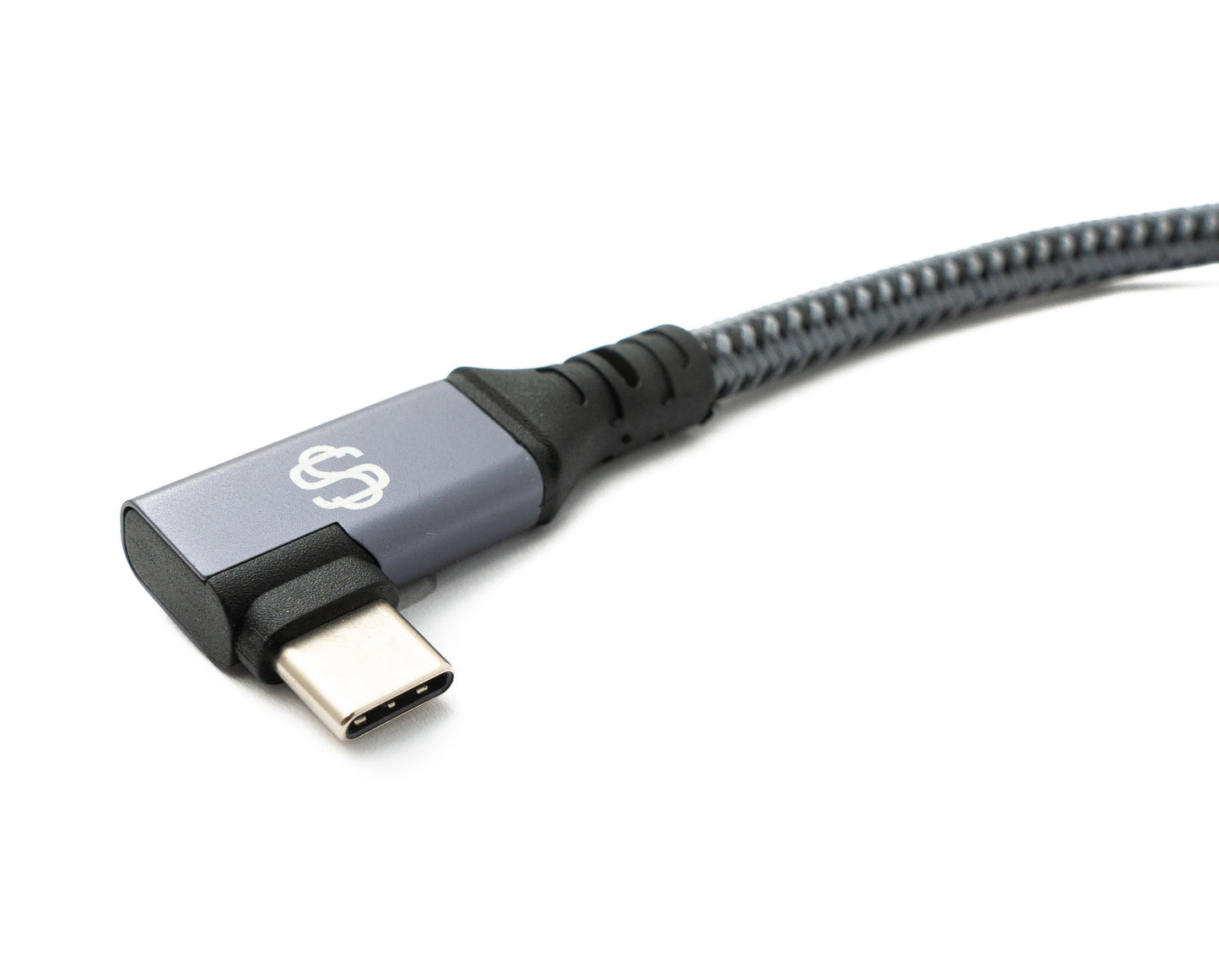 SYSTEM-S USB4 USB 20 cm snúra Tegund C karlkyns í kvenkyns vinklaður fléttaður 40 Gbit/s 240 W USB 4.0 snúra