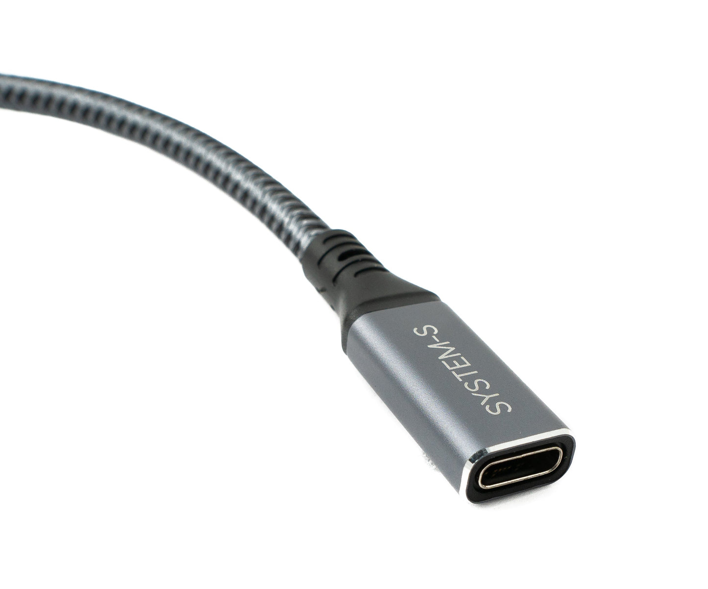 SYSTEM-S USB4 USB 20 cm snúra Tegund C karlkyns í kvenkyns vinklaður fléttaður 40 Gbit/s 240 W USB 4.0 snúra
