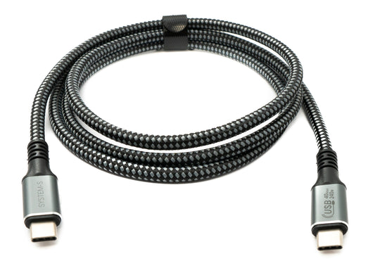 SYSTEM-S USB4 USB 120 cm snúra Tegund C karlkyns í karlkyns fléttuð 40 Gbit/s 240 W USB 4.0 snúra