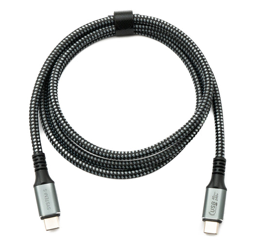SYSTEM-S USB4 USB 120 cm snúra Tegund C karlkyns í karlkyns fléttuð 40 Gbit/s 240 W USB 4.0 snúra