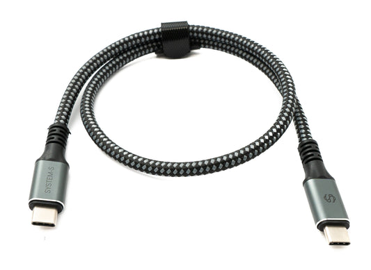 SYSTEM-S USB4 USB 50 cm snúra Tegund C karlkyns í karlkyns fléttuð 40 Gbit/s 240 W USB 4.0 snúra