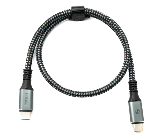 SYSTEM-S USB4 USB 50 cm snúra Tegund C karlkyns í karlkyns fléttuð 40 Gbit/s 240 W USB 4.0 snúra