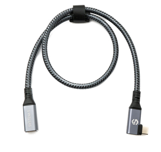 SYSTEM-S USB4 USB 40 cm cable Type C male to female angled braided 40 Gbit/s 240 W USB 4.0 cable