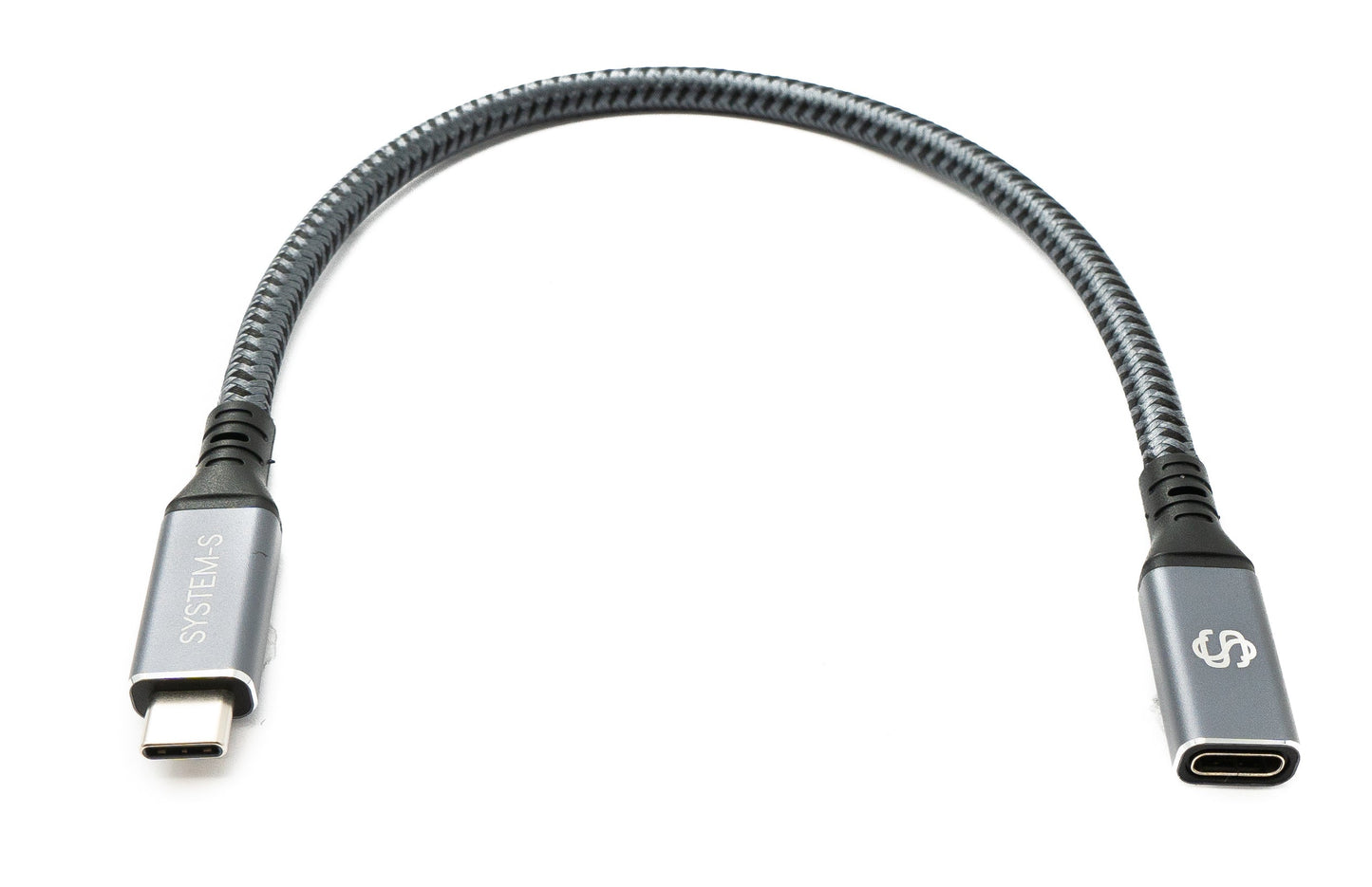 SYSTEM-S USB4 USB 30 cm cable Type C male to female braided 40 Gbit/s 240 W USB 4.0 cable