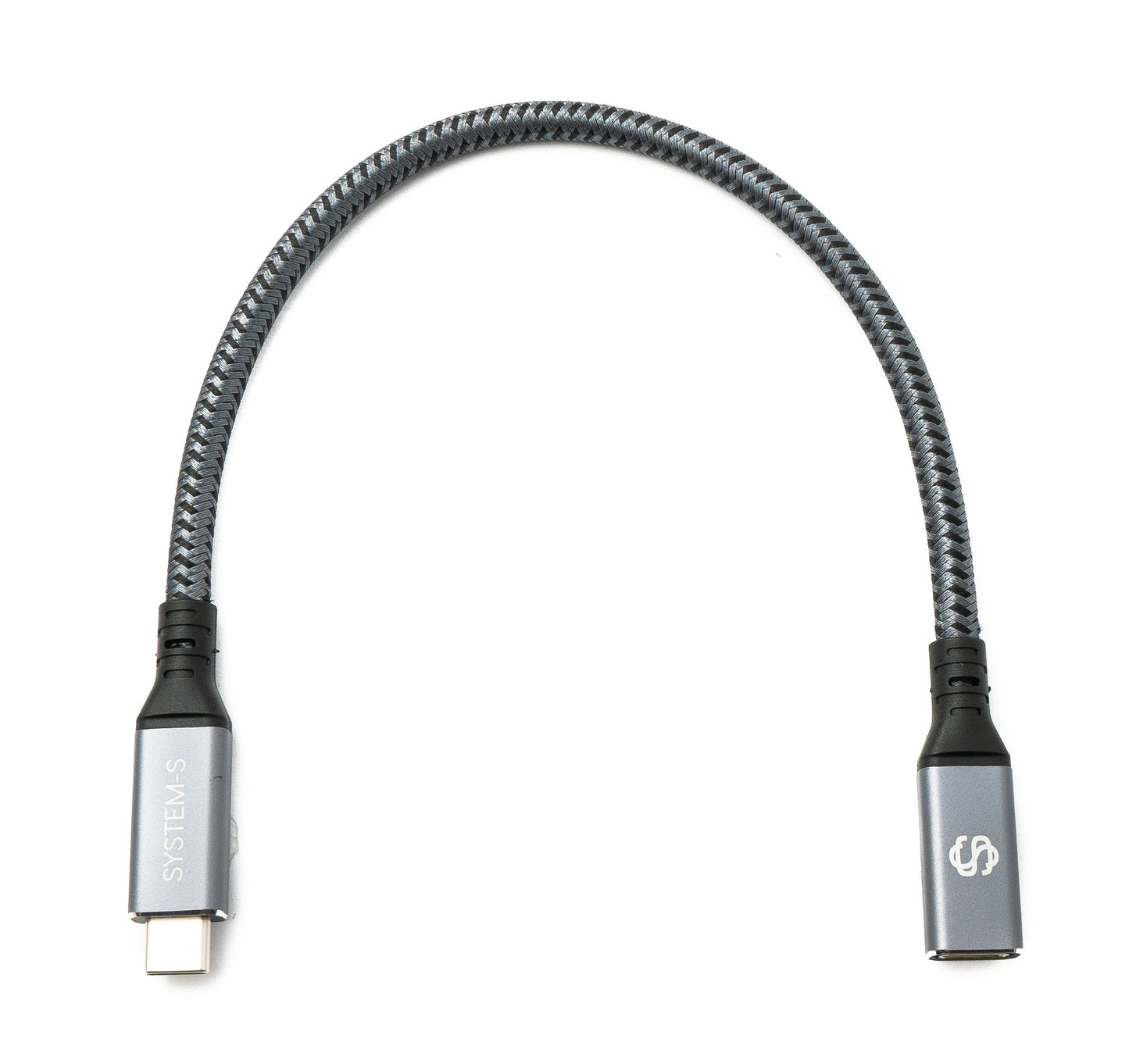 SYSTEM-S USB4 USB 30 cm cable Type C male to female braided 40 Gbit/s 240 W USB 4.0 cable