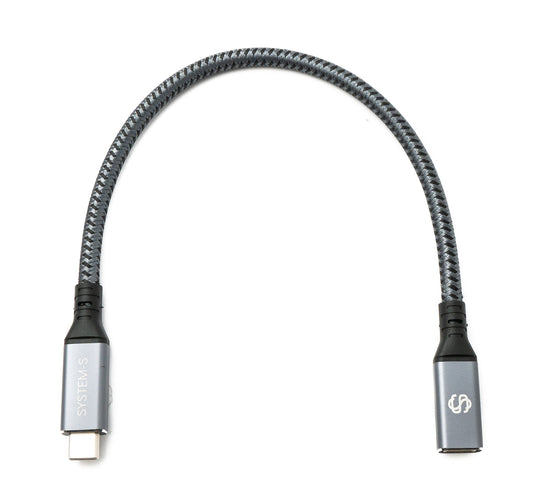 SYSTEM-S USB4 USB 30 cm snúra Tegund C karlkyns í kvenkyns fléttuð 40 Gbit/s 240 W USB 4.0 snúra