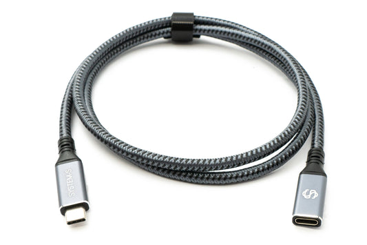 SYSTEM-S USB4 USB 100 cm snúra Tegund C karlkyns í kvenkyns fléttuð 40 Gbit/s 240 W USB 4.0 snúra