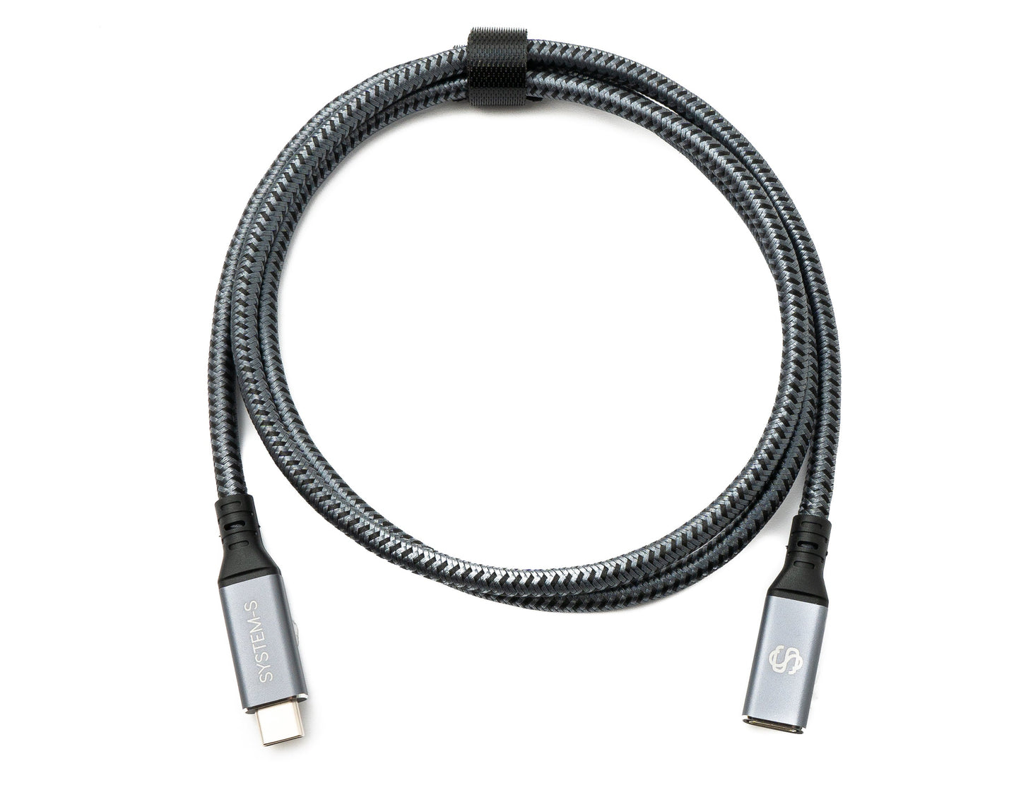 SYSTEM-S USB4 USB 100 cm snúra Tegund C karlkyns í kvenkyns fléttuð 40 Gbit/s 240 W USB 4.0 snúra