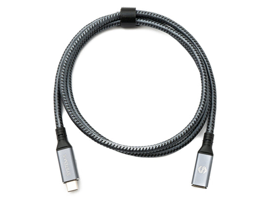 SYSTEM-S USB4 USB 100 cm snúra Tegund C karlkyns í kvenkyns fléttuð 40 Gbit/s 240 W USB 4.0 snúra