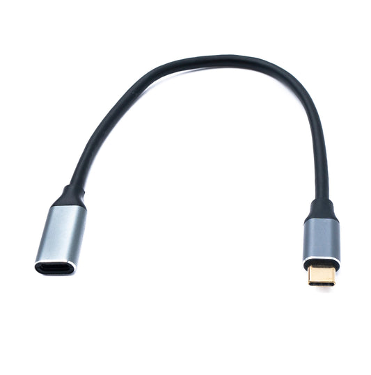 SYSTEM-S USB 3.2 Gen 2 snúra 25 cm Type C karlkyns í kvenkyns 20 Gbit/s 100 W 20 A