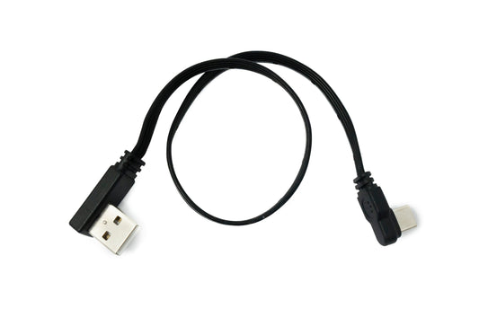 SYSTEM-S USB 3.1 cable 30 cm Type C plug to 2.0 Type A plug flat cable angle