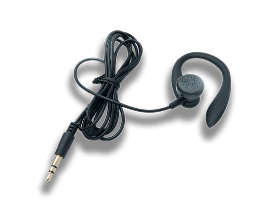 SYSTEM-S Mono In-Ear Headphones 115 cm AUX Jack 3.5 mm Plug with Ear Hook