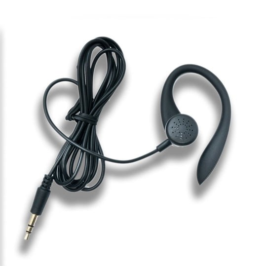 SYSTEM-S Mono In-Ear Headphones 115 cm AUX Jack 3.5 mm Plug with Ear Hook