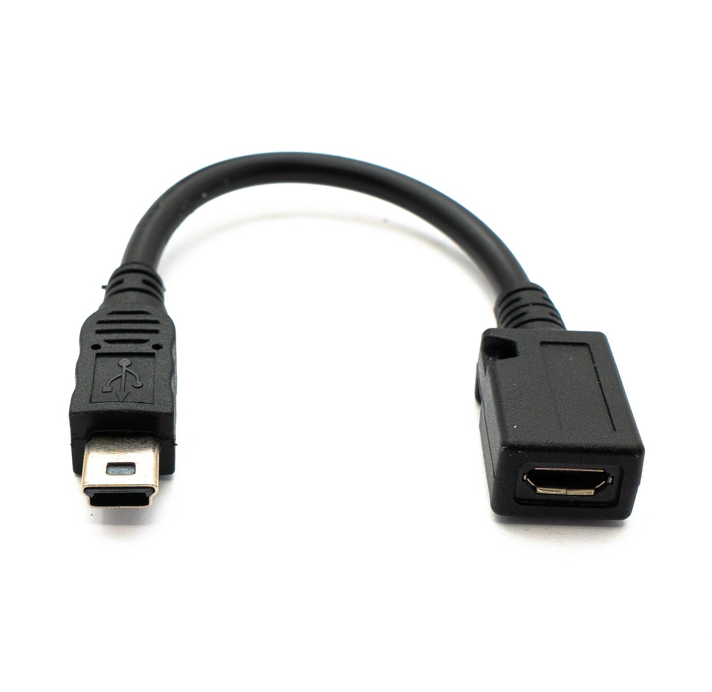 SYSTEM-S USB 2.0 snúra 15 cm Mini B tengi í Micro tengil millistykki í svörtu