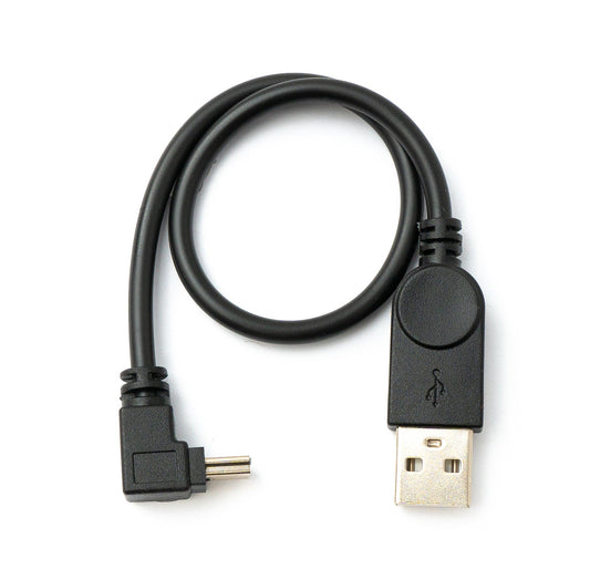 SYSTEM-S USB 2.0 snúra 30 cm Mini B tengi í Type A tengi, hallað í svörtu