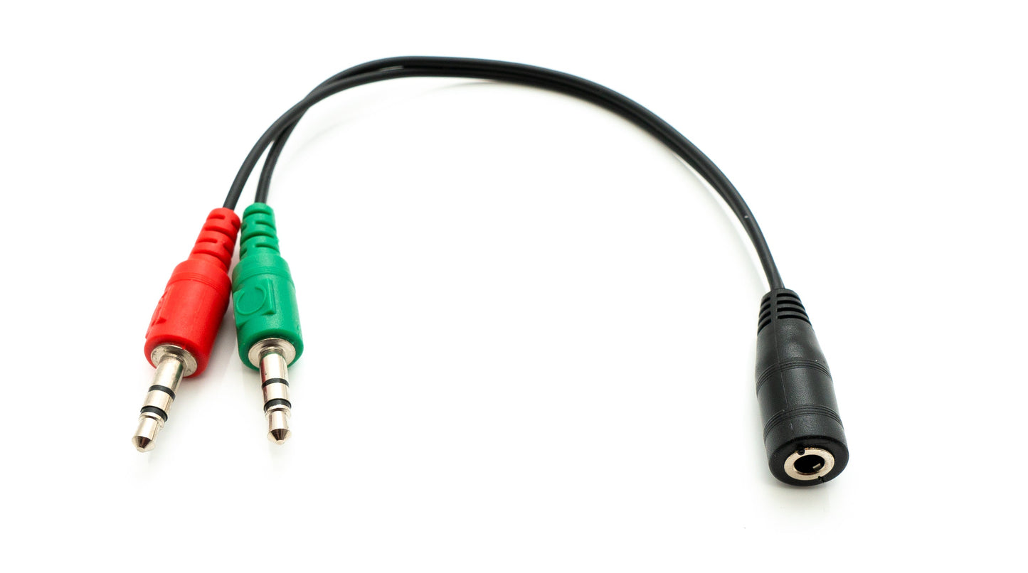 SYSTEM-S Hljóð Y-snúra 20 cm Steríó AUX-tengi 3,5 mm kvenkyns í 2x karlkyns millistykki svart
