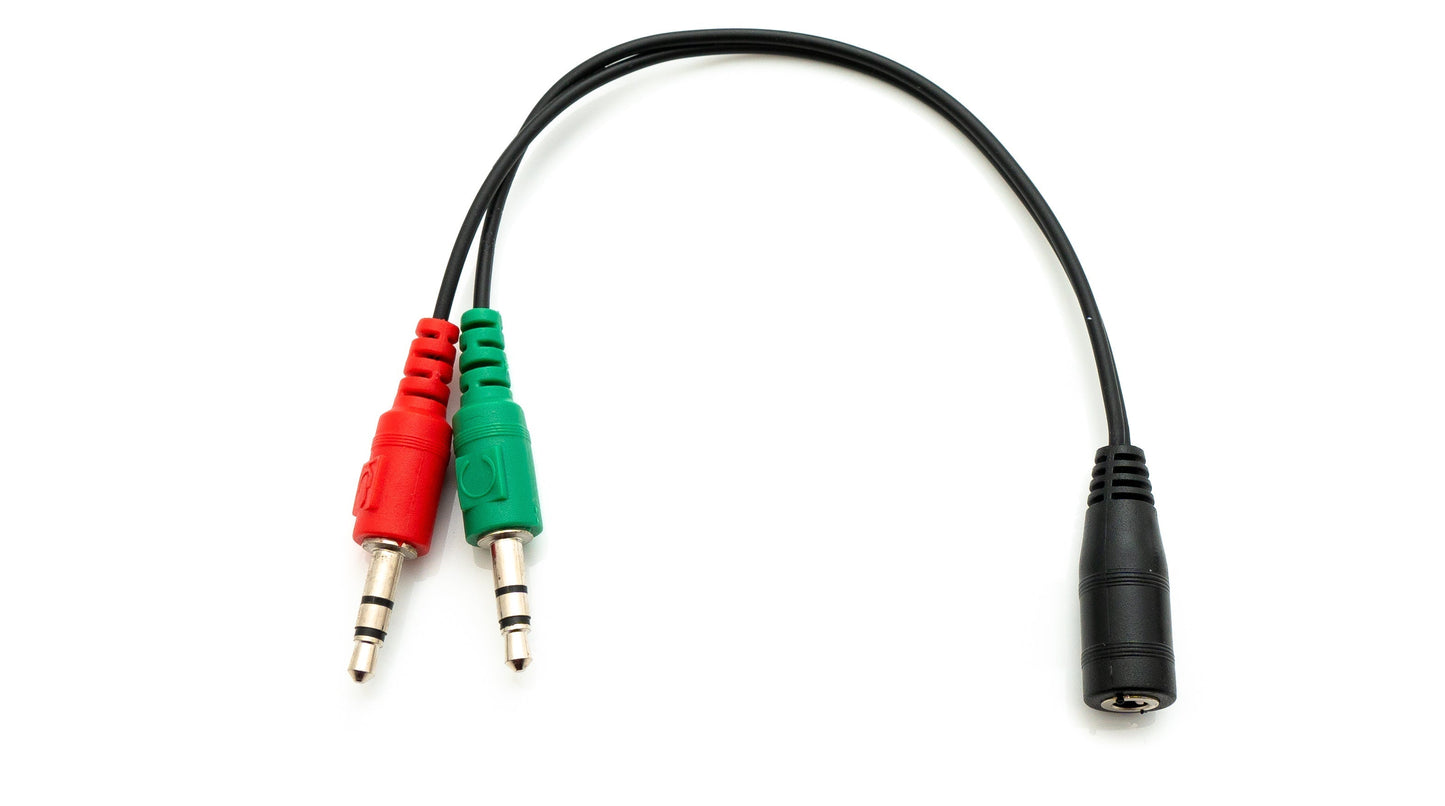 SYSTEM-S Hljóð Y-snúra 20 cm Steríó AUX-tengi 3,5 mm kvenkyns í 2x karlkyns millistykki svart