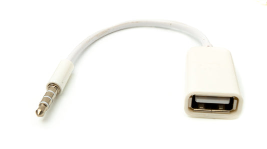 SYSTEM-S Hljóðsnúra með USB-tengi, 15 cm, 3,5 mm tengi í 2.0 A-tengi, hvít