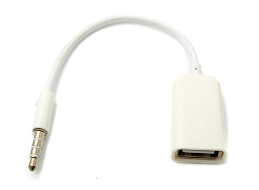 SYSTEM-S Hljóðsnúra með USB-tengi, 15 cm, 3,5 mm tengi í 2.0 A-tengi, hvít