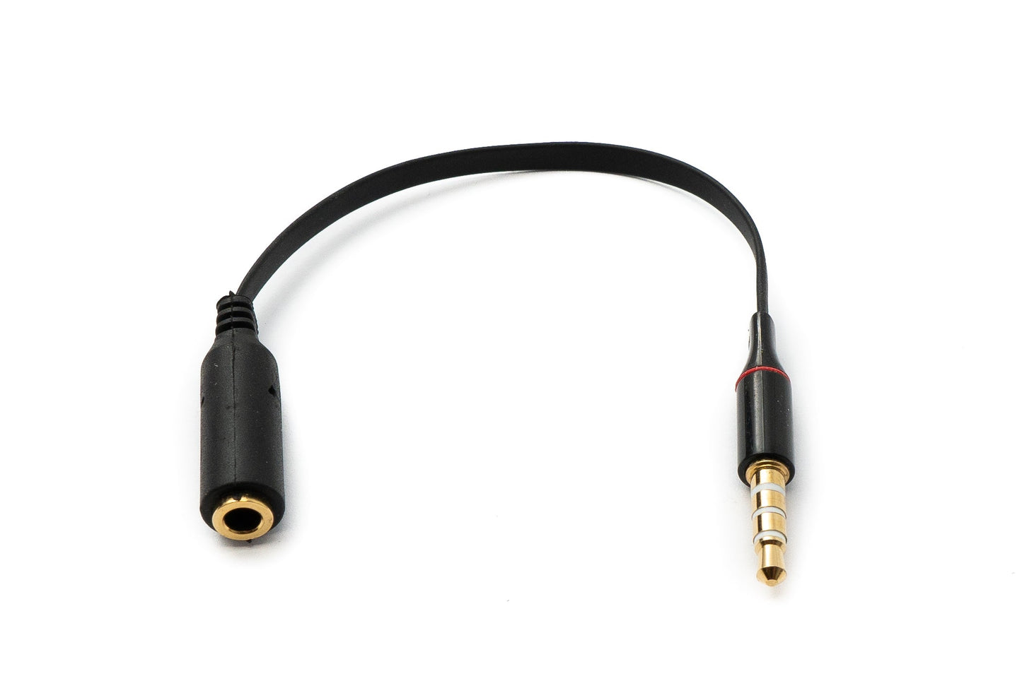 SYSTEM-S Hljóðsnúra 15 cm Stereo AUX Jack 3,5 mm karlkyns í kvenkyns flatur í svörtum