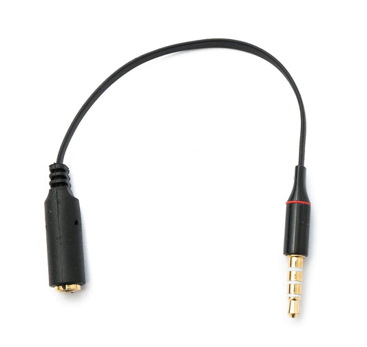 SYSTEM-S Hljóðsnúra 15 cm Stereo AUX Jack 3,5 mm karlkyns í kvenkyns flatur í svörtum
