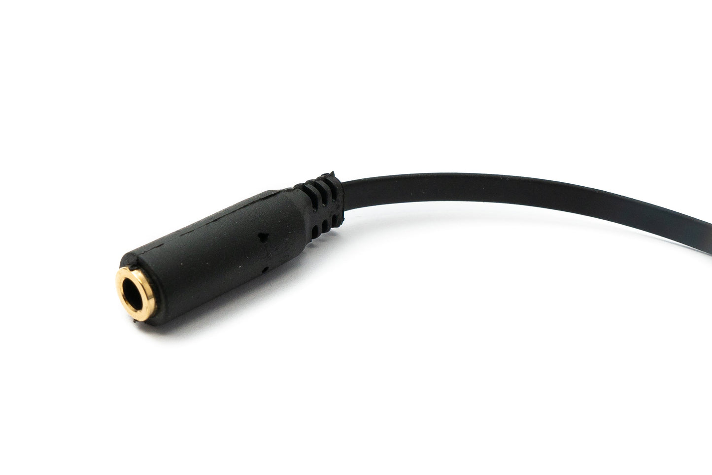 SYSTEM-S Hljóðsnúra 15 cm Stereo AUX Jack 3,5 mm karlkyns í kvenkyns flatur í svörtum