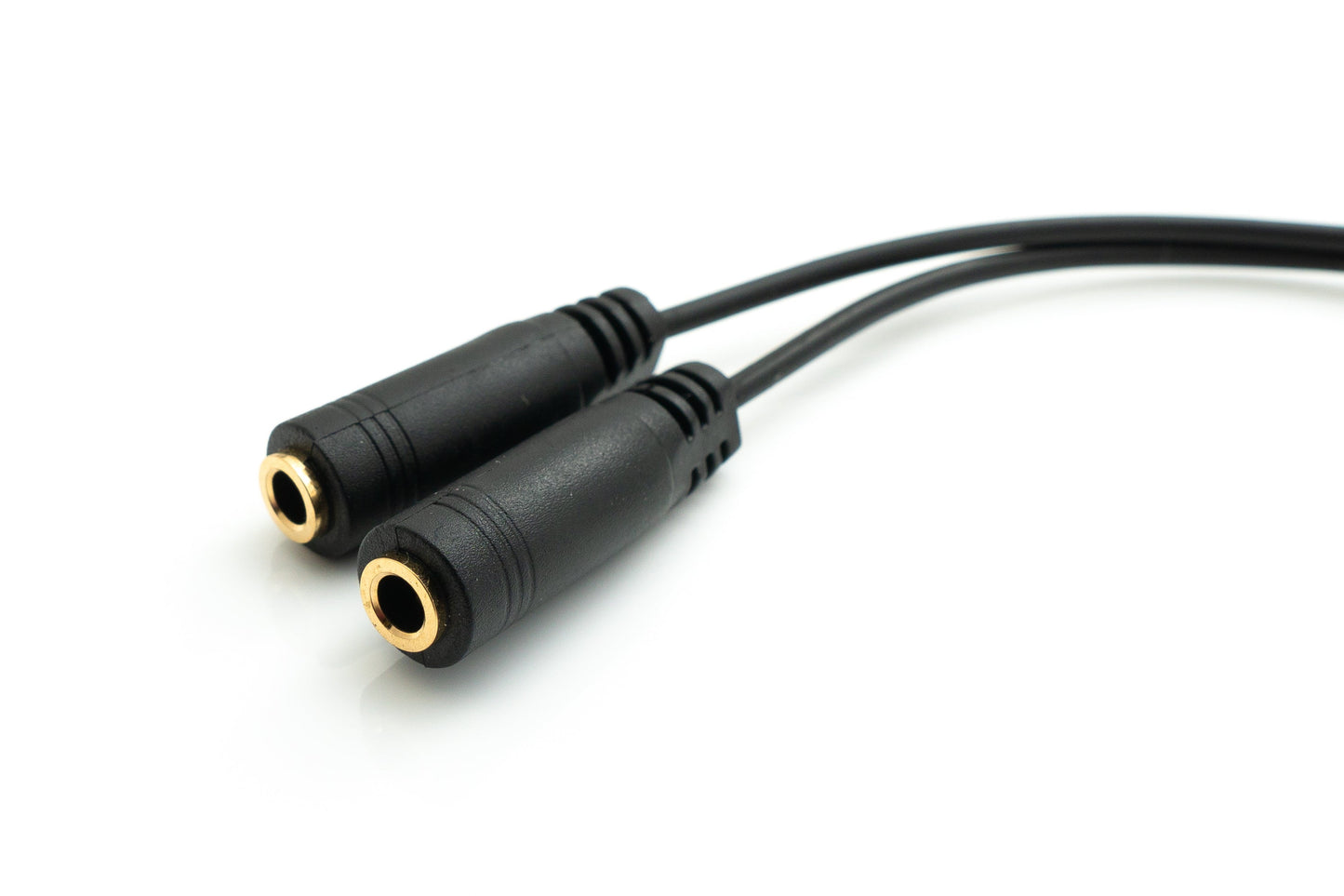 SYSTEM-S Hljóð Y-snúra 20 cm Stereo AUX Jack 3,5 mm karlkyns í 2x kvenkyns millistykki svart