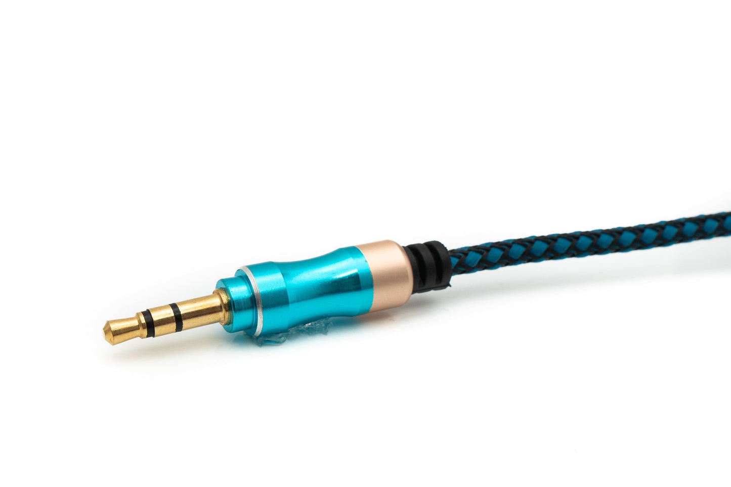SYSTEM-S Hljóðsnúra 100 cm Stereo AUX Jack 3,5 mm karlkyns í karlkyns fléttuð í bláu