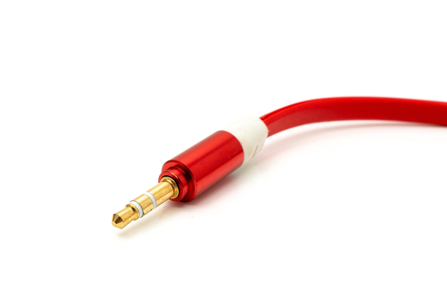SYSTEM-S Hljóð Y-snúra 20 cm stereó AUX-tengi 3,5 mm karlkyns í 2x kvenkyns flatt í rauðu