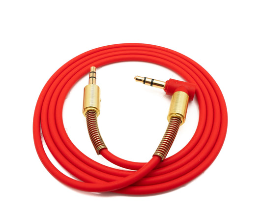 SYSTEM-S Audio Cable 100cm Stereo AUX Jack 3.5 mm Male to Male Angled Anti-kink